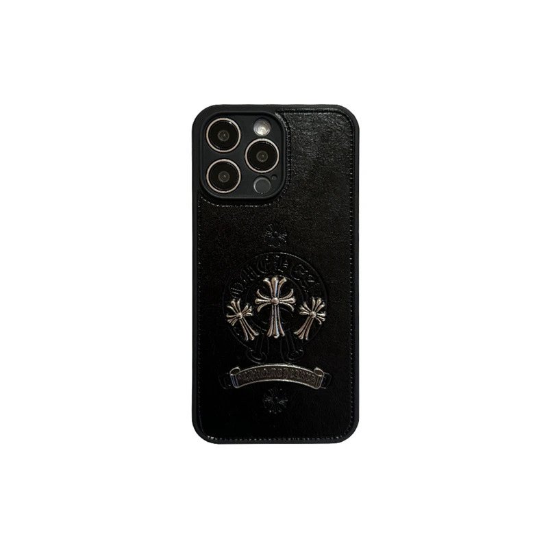 Chrome Hearts-style Leather Cross Phone Case